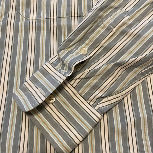 Eddie Bauer Classic Fit green stripe long sleeve button up shirt size Tall L - Picture 2 of 7